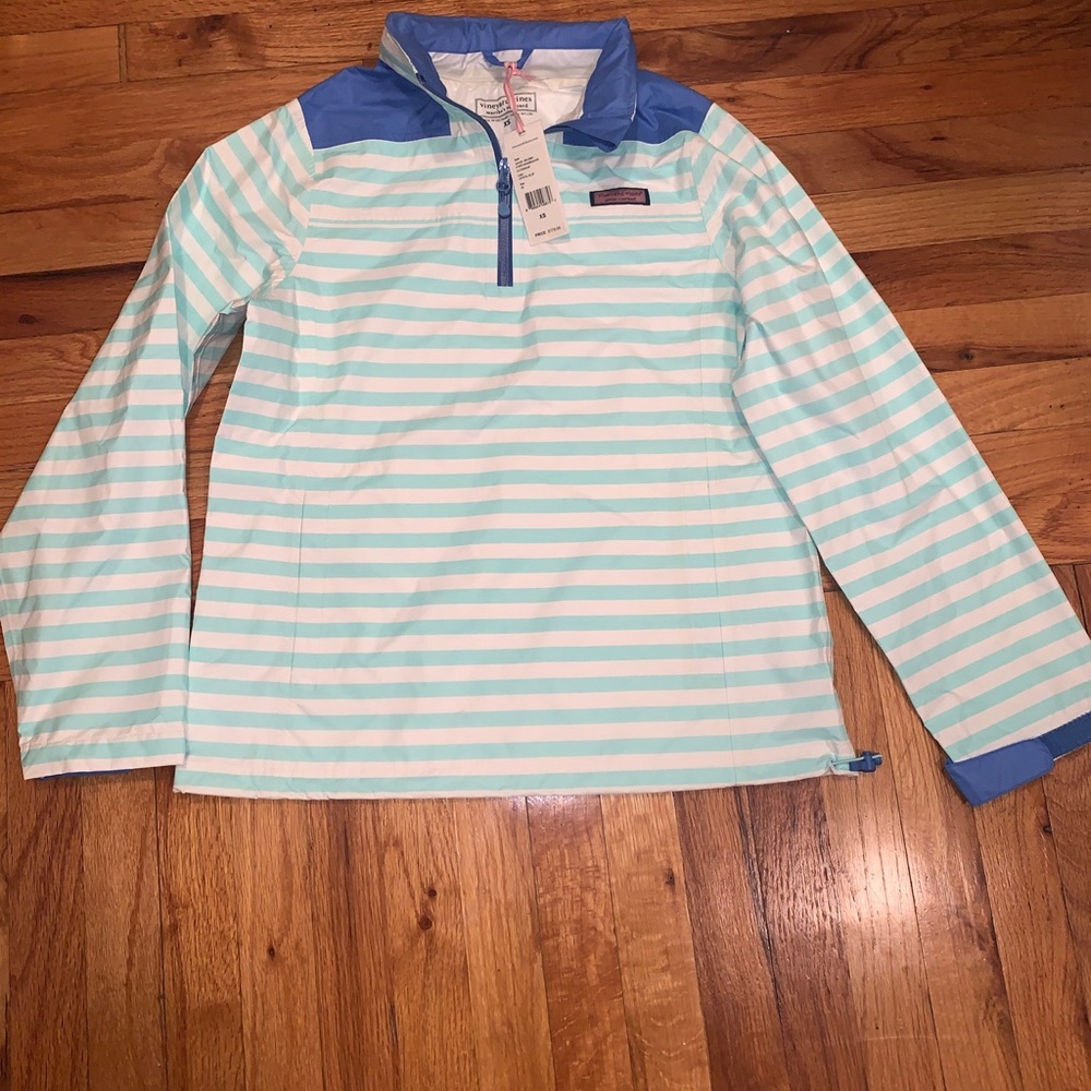 Vineyard Vines Stripe Shep Shirt Windbreaker XS Extra Small Crystal Blue